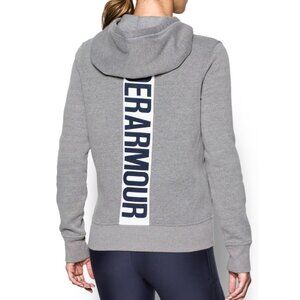 Women's Gray Under Armour Fleece Full Zip Hoodie with Back Logo Size Small